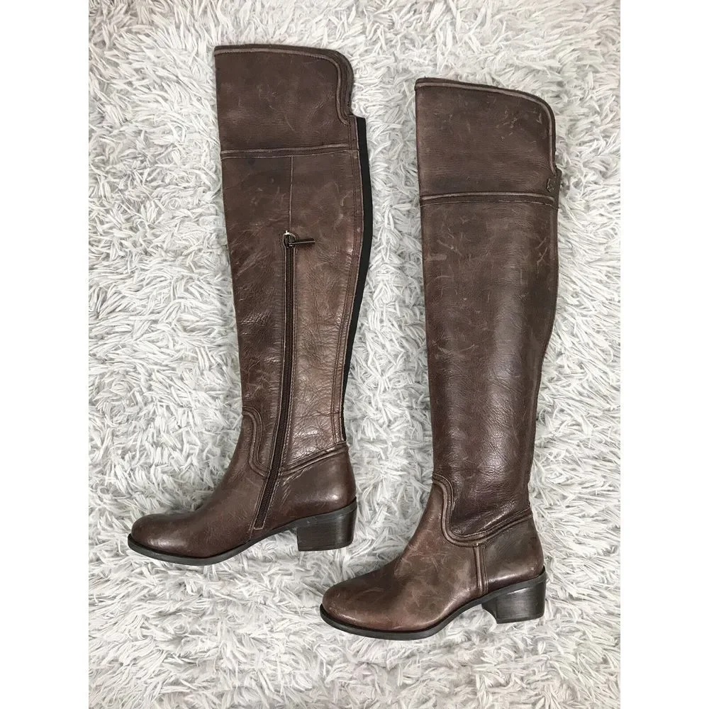 VINCE CAMUTO BALDWIN brown leather over‎ knee high boots sz 5.5 $248